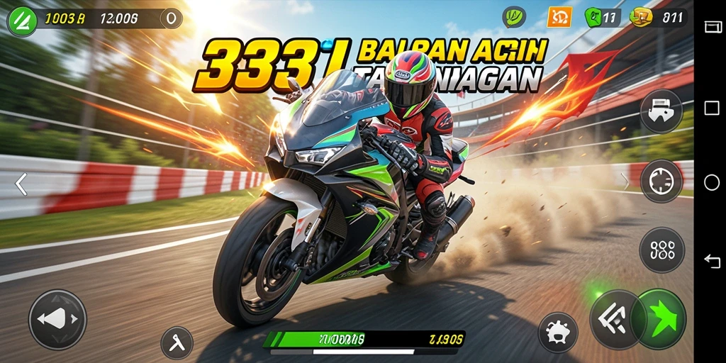 Tampilan gameplay menegangkan dari balapan motor di 333I.