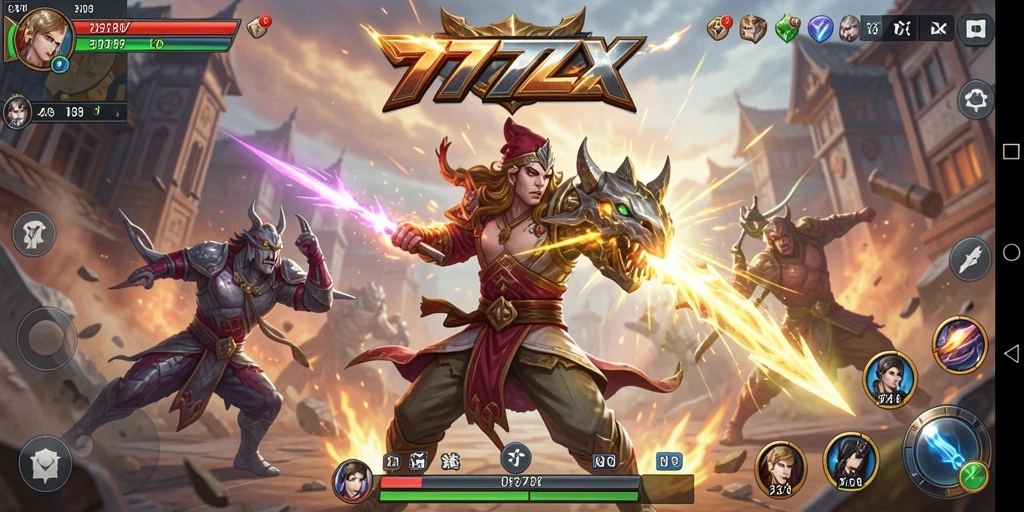 Tampilan aksi pertarungan epik dalam game 777ZX.