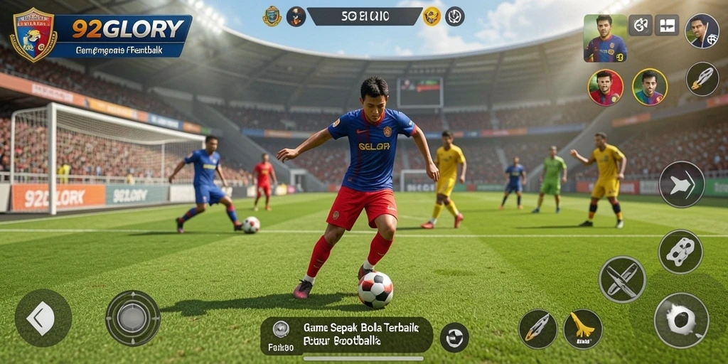 Tampilan permainan <strong>92GLORY</strong> dengan grafis realistis sepak bola.