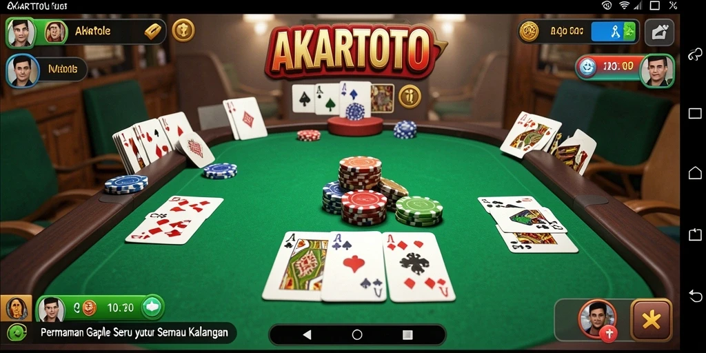 Tampilan gameplay seru AKARTOTO saat bermain Gaple dengan teman-teman.