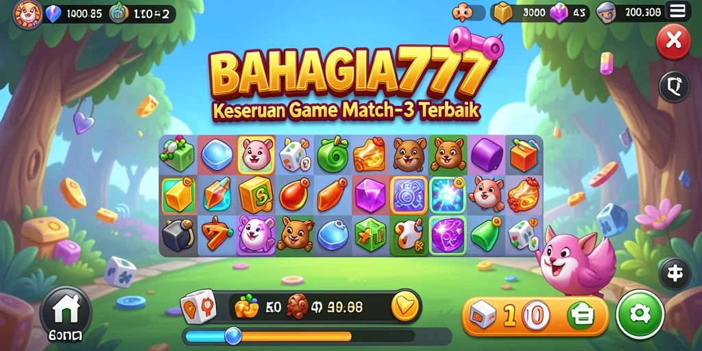 Tampilan menarik dari gameplay BAHAGIA777 yang menampilkan aksi Match-3.