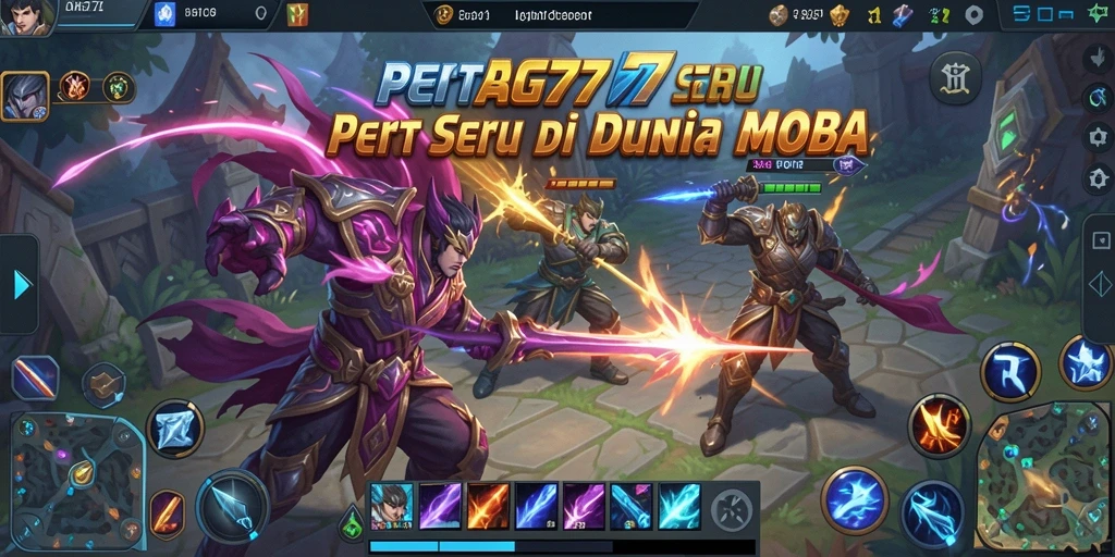 Screenshot permainan BIG77 yang menampilkan aksi seru di arena MOBA.