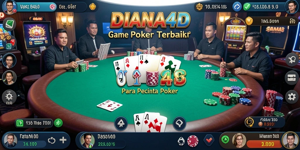 Tampilan gameplay seru di DIANA4D dengan berbagai pilihan poker.