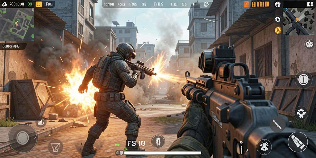 Tangkapan layar F08 menampilkan adegan pertempuran FPS yang mendebarkan.