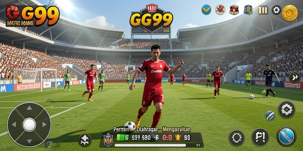 Tampilan gameplay yang mendebarkan dari permainan olahraga GG99.