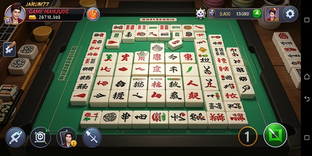Tangkapan layar gameplay seru JARUM77 menampilkan strategi Mahjong yang menarik.