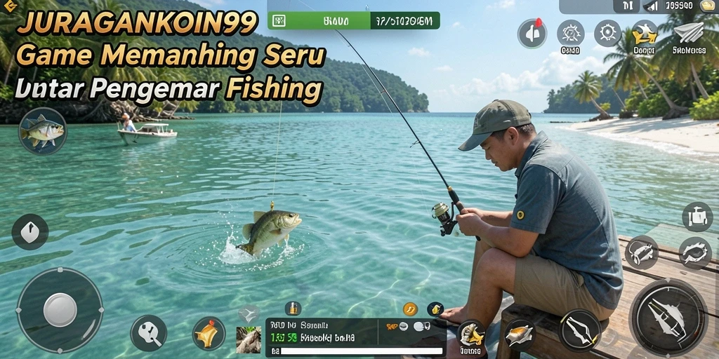 Gameplay JURAGANKOIN99 yang seru dengan aksi memancing.