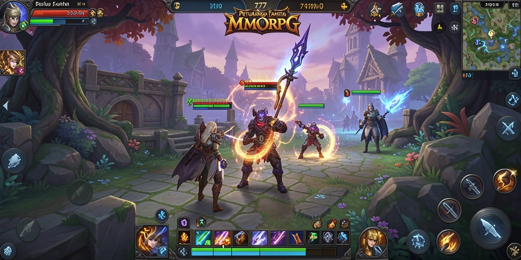 Tangkapan layar menunjukkan aksi seru dalam pertempuran MMORPG.