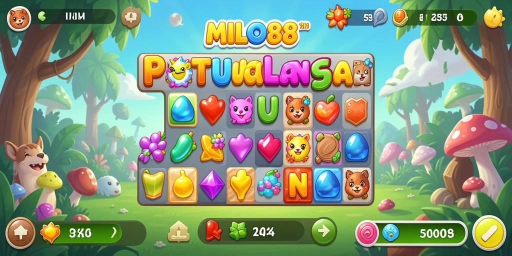 Tampilan gameplay seru dalam game Match-3 MILO88.