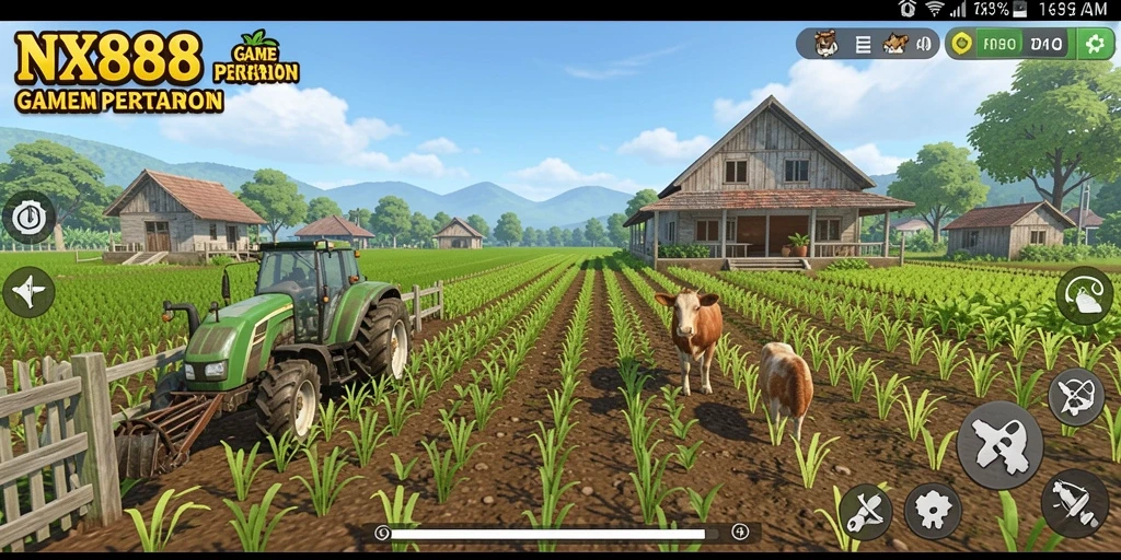 Tampilan gameplay NX888 yang menarik dengan berbagai aktivitas pertanian.
