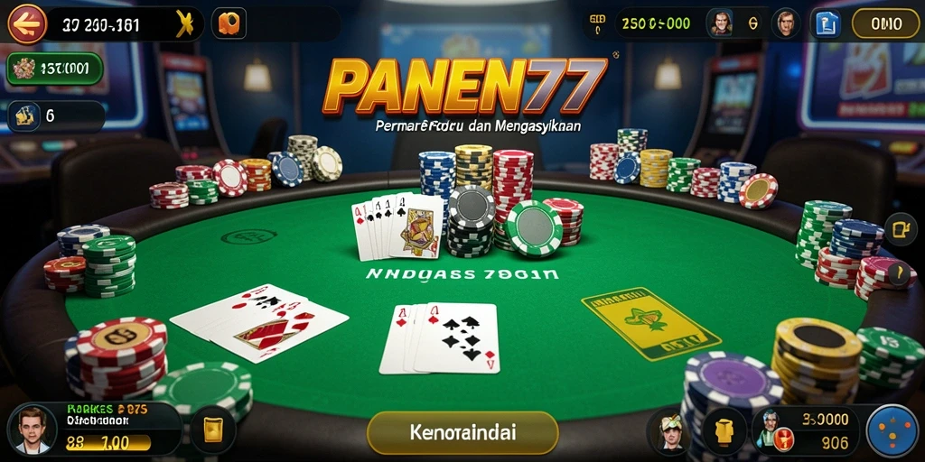Tampilan screenshot permainan Poker yang mendebarkan dalam aplikasi PANEN77.