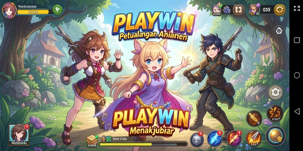 Screenshot game PLAYWIN menunjukkan aksi karakter anime yang memukau.