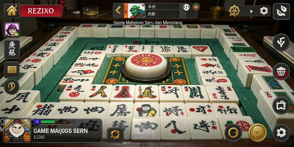 Screenshot gameplay REZIXO menampilkan serunya bermain Mahjong.